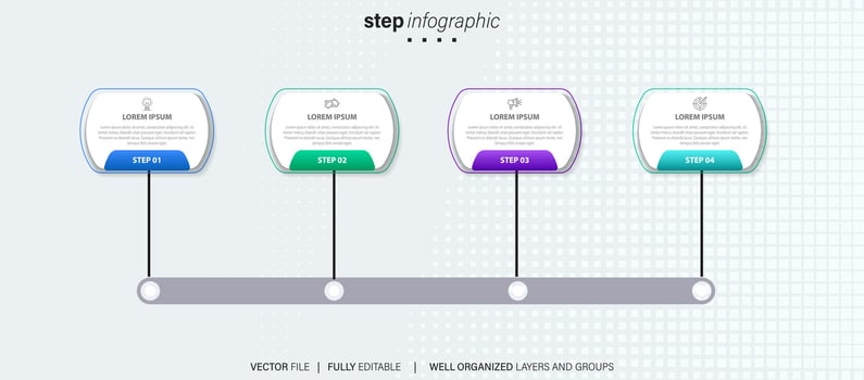 Vector infographic flat template circles for four label, diagram, graph, presentation. Business concept with 4 options. For content, flowchart, steps, timeline, workflow, marketing. EPS10