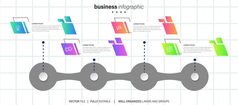 Steps business data visualization timeline process infographic template design with icons vector