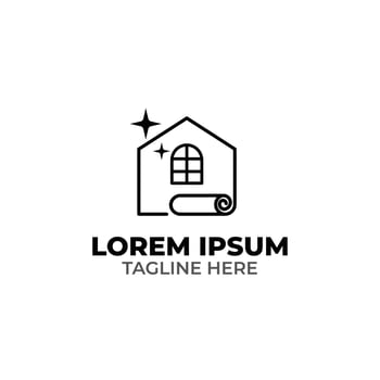 simple and modern logo outline drawing for housing and cleaning workers vector