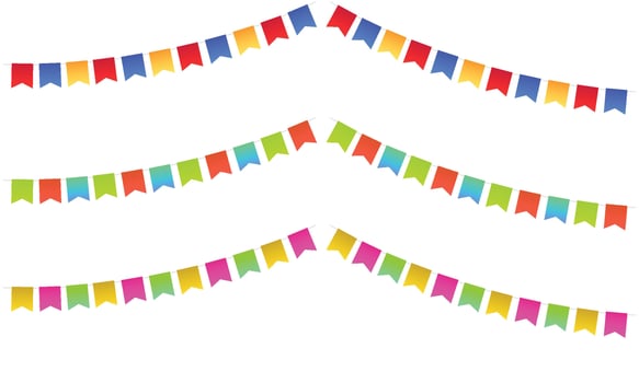 Vector colorful party triangles on isolated white background