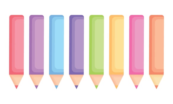 Vector set of color pencils on white