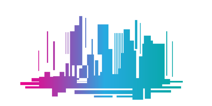 Colorful cityscape, City skyline png