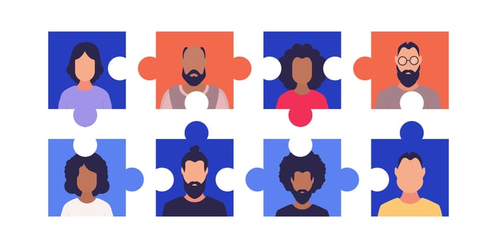 Puzzle of people. illustration. vector