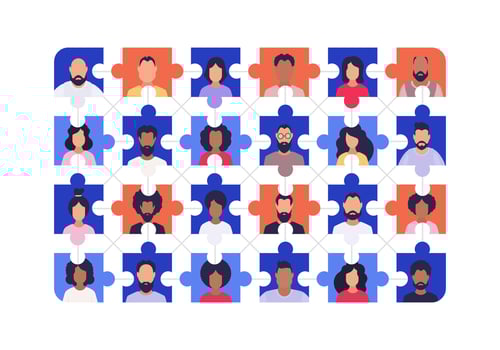 Puzzle of people. . Flat style. vector