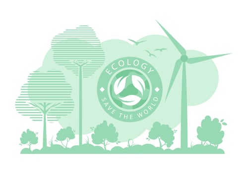 Green Background on the theme of ecology and green energy. . vector