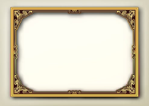 Gold photo frame with corner line floral Vector design