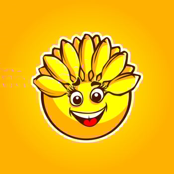 Bananas Hair Smile Logo mascot amazing illustration for your branding business vector