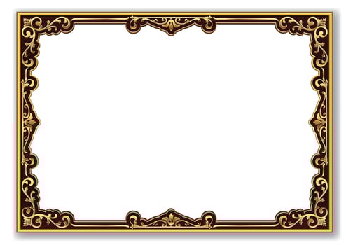 Gold photo frame with corner line floral Vector design