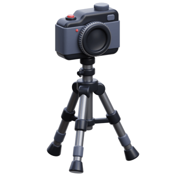 3d icon of camera with tripod. camera 3d icon illustration. camera with tripod 3d icon. png