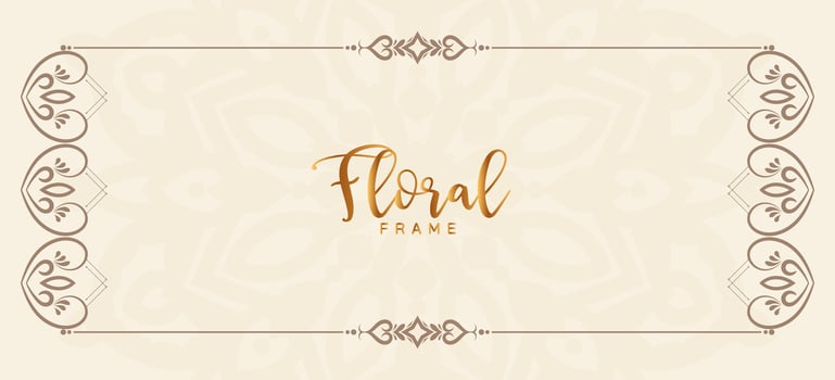 Beautiful decorative floral frame stylish retro banner design vector