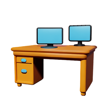 desk 3d rendering icon illustration png