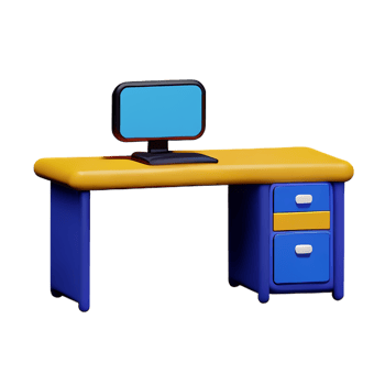 desk 3d rendering icon illustration png