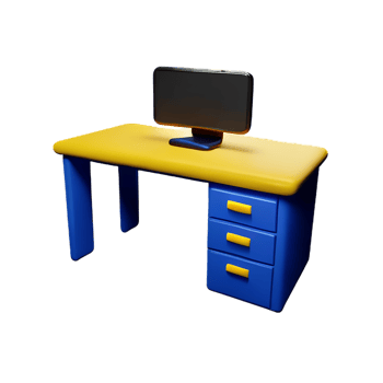 desk 3d rendering icon illustration png