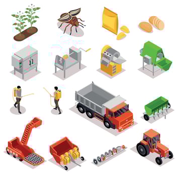 Potato Chips Isometric Icons vector