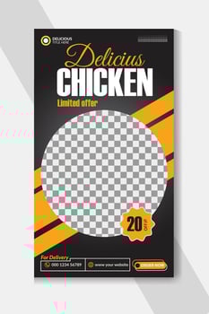 Super delicious fast food social media post template or food social media stories template design. Fast food social media story post template. vector