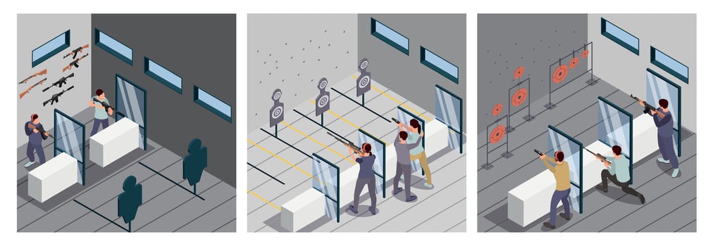 Shooting Range Isometric Set vector
