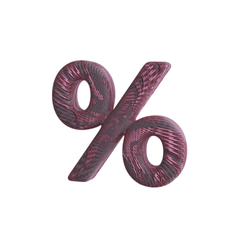 Percent Sign with Fabric Material 3D Render png