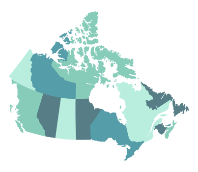 Map of Canada in political regions. Canadian map. png