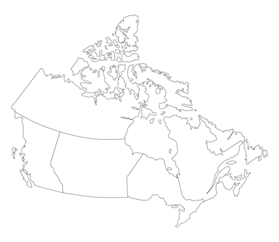Map of Canada in white color. Canadian map. png