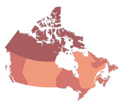 Map of Canada in political regions. Canadian map. png