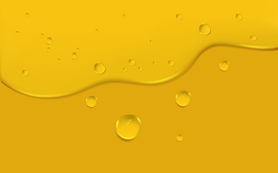 Set of liquid golden drops of water, honey or oil. Collagen cosmetic essence. Organic serum or argan bubbles. Falling gasoline yellow droplet. vector