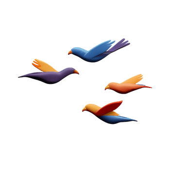 birds flying 3d rendering icon illustration png
