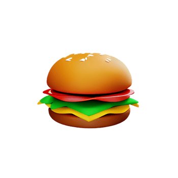 hamburger 3d rendering icon illustration png
