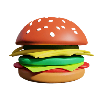 hamburger 3d rendering icon illustration png