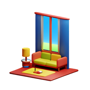 room 3d rendering icon illustration png