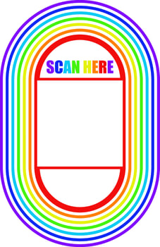 Frame border square qr code scan for retail shop rainbow pride and white vector