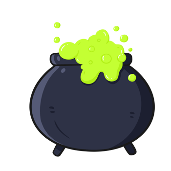 Hand drawn cauldron halloween png