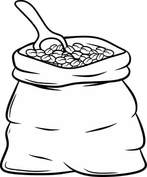 Bag with flavored coffee beans. vector