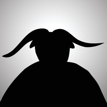 Black devil demon silhouette with horns. Vector demon satan, devil horns hell illustration
