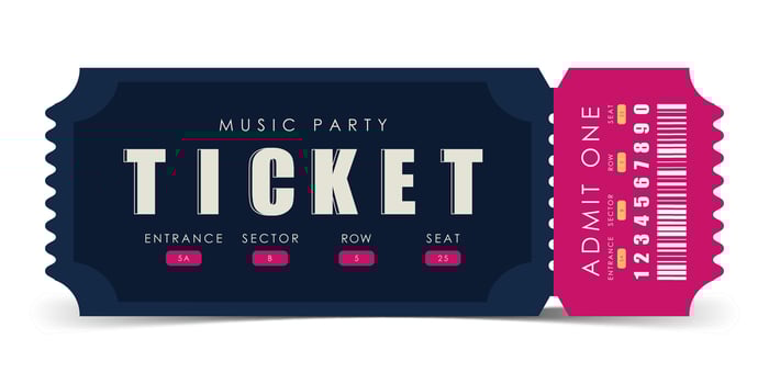 Sample ticket for entry to a musical concert. Modern elegant ticket card illustration template. . vector
