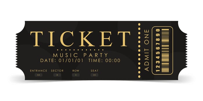 Sample ticket for a musical concert. Modern ticket card illustration template. illustration. vector