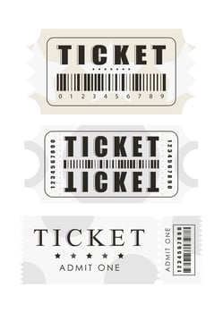 Ticket template set. Pass card design. Isolated on white background. Vector illustration.