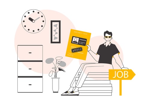 The man passed the job test. Minimalistic linear style. illustration. vector