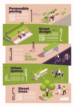 Urban City Green Spaces Eco Design Isometric Infographic vector