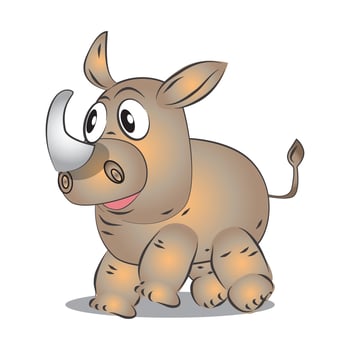 Cute Rhino Cartoon Character Vector