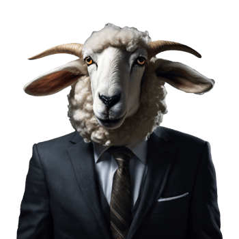 Portrait of Humanoid Anthropomorphic Sheep Wearing Businessman Suit Isolated Transparent Generative AI png