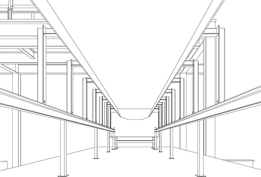 3D illustration of industrial building vector