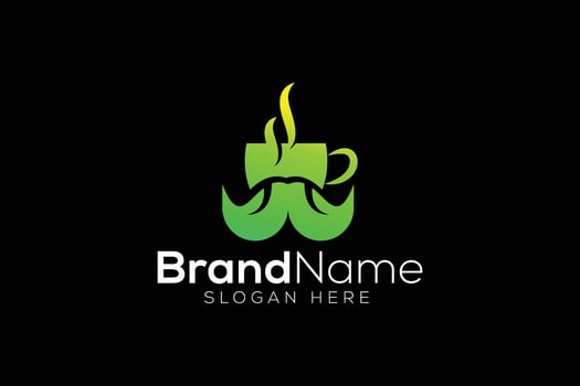Trendy and minimal Mr tea or mustache tea vector logo design