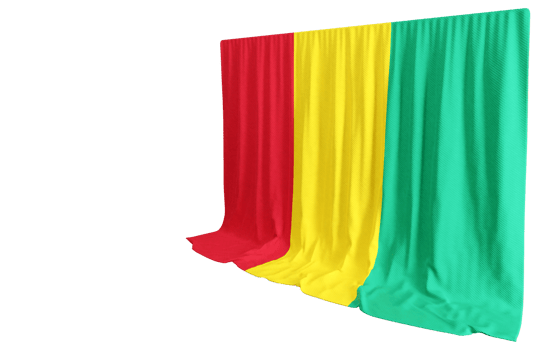 Guinea Flag Curtain in 3D Rendering Embracing Guinea's Diversity png