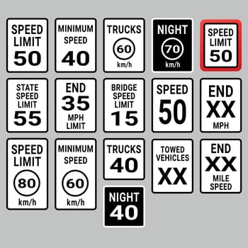 Set of road signs R2 isolated on gray background vector