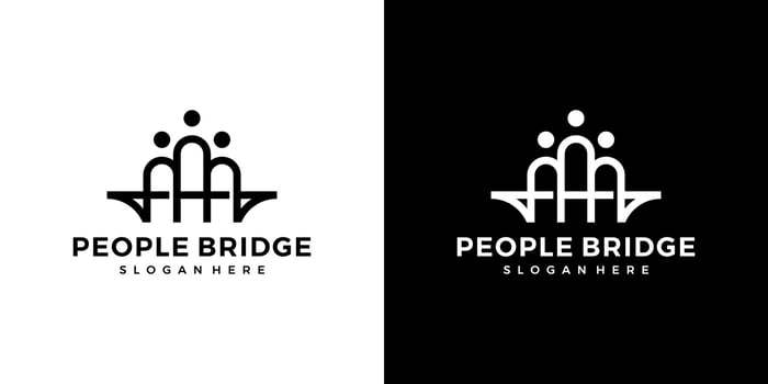 People bridge logo design template. Community family connection teamwork design graphic vector illustration. Symbol, icon, creative.
