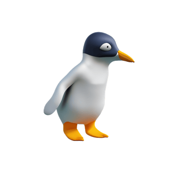 penguin 3d rendering icon illustration png