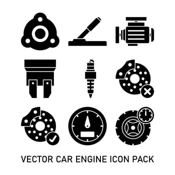 Car Engine Glyph Icon Pack vector