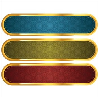 Set of decorative luxury golden arabic islamic banner title frame transparent background gold text box clipart vector