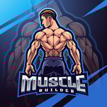 Muscle man mascot logo design vector