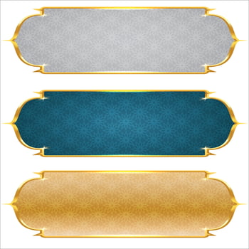 luxury golden arabic islamic text box title frame border set with ornamental illustration vector